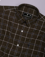 Lusaka Green With Black Check Seersucker Cotton Shirt