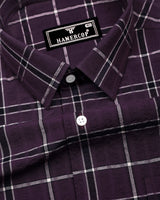 Lusaka Purple With Black Check Seersucker Cotton Shirt