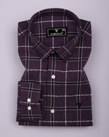 Lusaka Purple With Black Check Seersucker Cotton Shirt