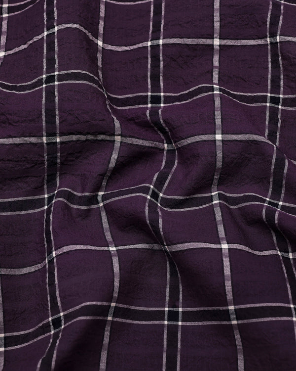 Lusaka Purple With Black Check Seersucker Cotton Shirt