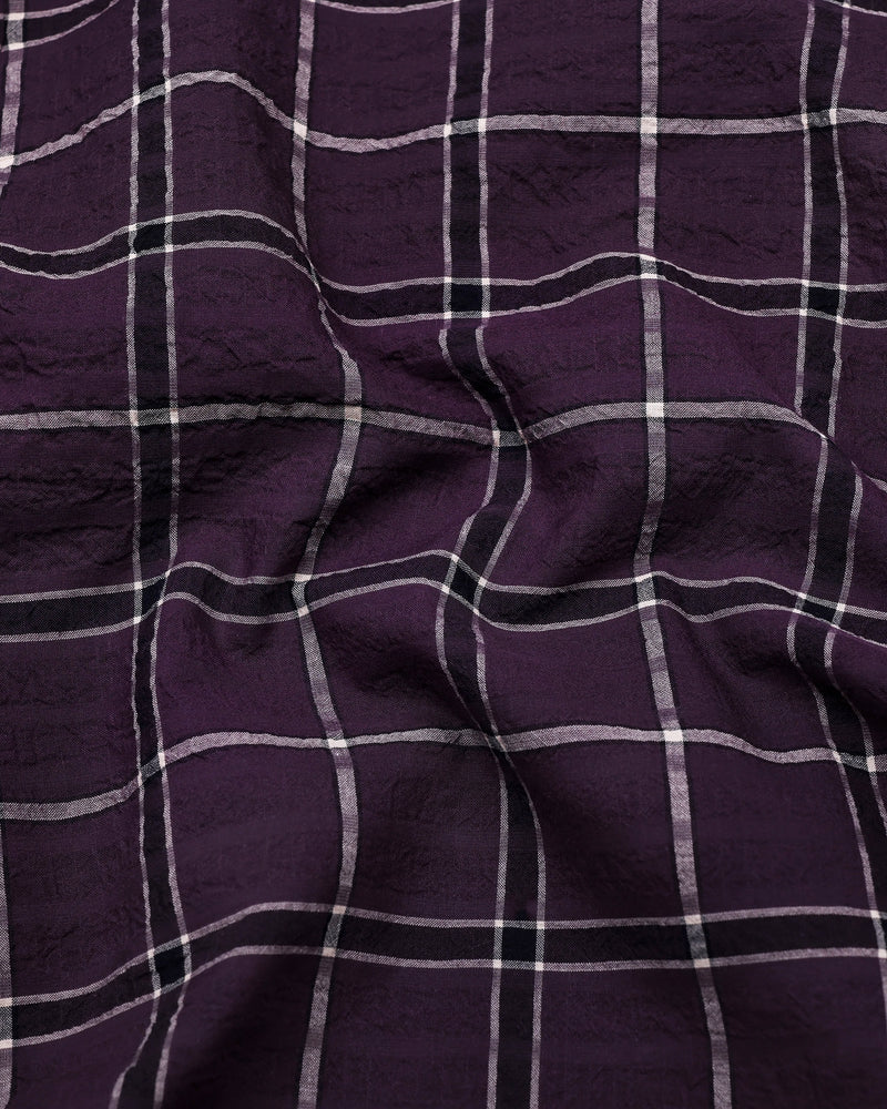 Lusaka Purple With Black Check Seersucker Cotton Shirt