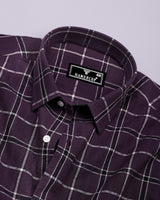 Lusaka Purple With Black Check Seersucker Cotton Shirt