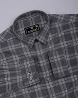 Yoro Gray With White Check Seersucker Cotton Shirt