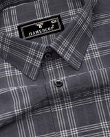Yoro Gray With White Check Seersucker Cotton Shirt