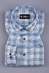 Grey floral printed jacquard cotton shirt