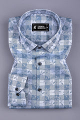 Grey floral printed jacquard cotton shirt