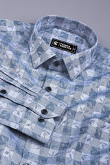 Grey floral printed jacquard cotton shirt