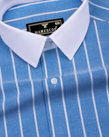 Henry Blue With White Stripe Oxford Cotton Designer Shirt