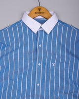 Henry Blue With White Stripe Oxford Cotton Designer Shirt