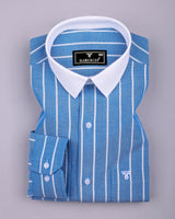 Henry Blue With White Stripe Oxford Cotton Designer Shirt