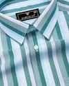Mallard Green With White Stripe Cotton Shirt