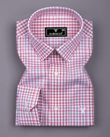 Tidal Red With Cream Check Formal Cotton Shirt