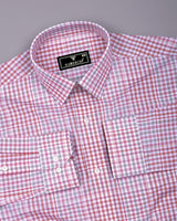 Tidal Red With Cream Check Formal Cotton Shirt