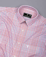 Tidal Red With Cream Check Formal Cotton Shirt