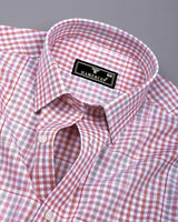 Tidal Red With Cream Check Formal Cotton Shirt
