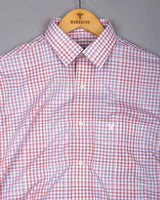 Tidal Red With Cream Check Formal Cotton Shirt