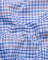 Tidal Blue With Cream Check Formal Cotton Shirt