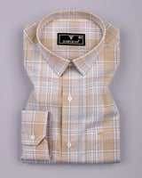 Celeste Cream With Gray Check Cotton Shirt