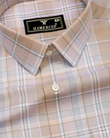 Celeste Cream With Gray Check Cotton Shirt