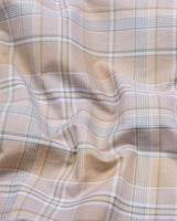 Celeste Cream With Gray Check Cotton Shirt