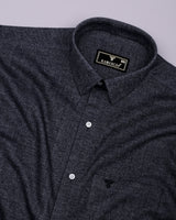 Phantom Black Herringbone Stripe Plaid Flannel Shirt