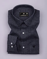 Phantom Black Herringbone Stripe Plaid Flannel Shirt