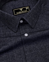 Phantom Black Herringbone Stripe Plaid Flannel Shirt