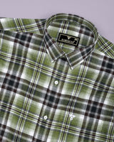 Pigment Green With White Twill Check Cotton Shirt