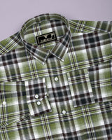 Pigment Green With White Twill Check Cotton Shirt