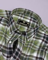 Pigment Green With White Twill Check Cotton Shirt