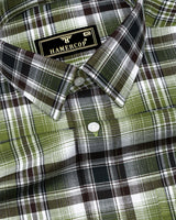 Pigment Green With White Twill Check Cotton Shirt