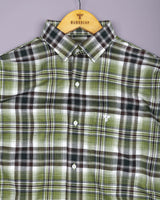 Pigment Green With White Twill Check Cotton Shirt