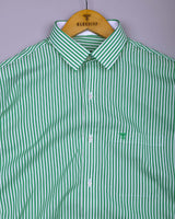 Emerald Green With White Stripe Cotton Shirt