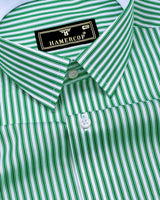 Emerald Green With White Stripe Cotton Shirt