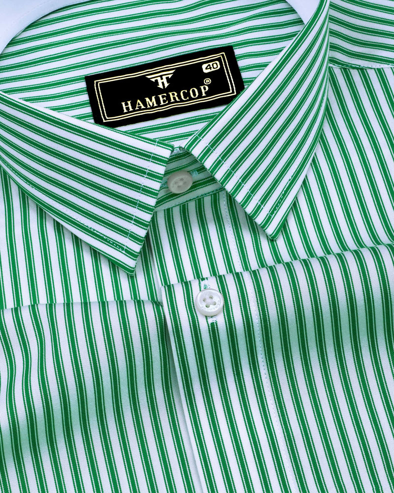 Green Cotton Shirt with White Stripes – Hamercop
