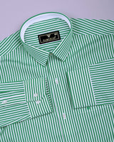 Emerald Green With White Stripe Cotton Shirt