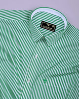 Emerald Green With White Stripe Cotton Shirt