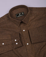 Bravix Brown Brushed Twill Plaid Flannel Cotton Shirt