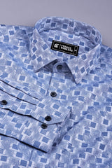 Slate grey floral printed jacquard  cotton shirt