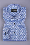 Slate grey floral printed jacquard  cotton shirt