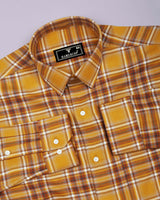 Dandelion Yellow Plaid Flannel Twill Check Cotton Shirt