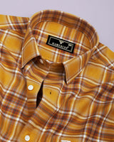Dandelion Yellow Plaid Flannel Twill Check Cotton Shirt