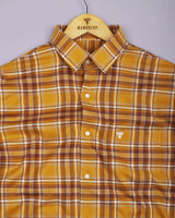 Dandelion Yellow Plaid Flannel Twill Check Cotton Shirt