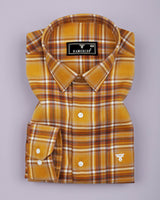 Dandelion Yellow Plaid Flannel Twill Check Cotton Shirt