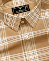Barley Cream Twill Check Plaid Flannel Cotton Shirt