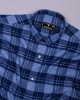 Mirage Blue Plaid Flannel Check Cotton Shirt
