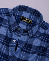 Mirage Blue Plaid Flannel Check Cotton Shirt