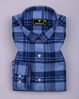 Mirage Blue Plaid Flannel Check Cotton Shirt