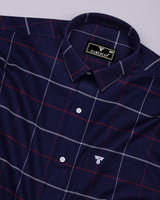 Regal Blue Twill Check Gizza Cotton Shirt