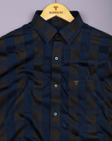 Victoria Blue With Green Box Jacquard Premium Giza Shirt